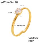 color: A953-Gold White Zircon Ring / size: US 7
