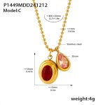 color: P1449-Gold Red Pink Zircon Necklace