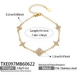 color: TXE097-Inlaid 5A Zircon Gold Bracelet -19+5cm