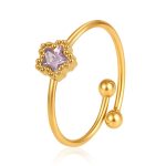 color: Five-pointed Star Zircon Ring Pink Zircon / size: Open Adjustable