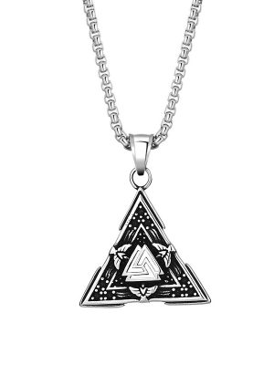 New Men's Slavic Necklace Viking with Scandinavian Valknut Pendant