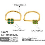color: A713-Large Dark Green Zircon + Small Light Green Zircon Stone Gold Ring