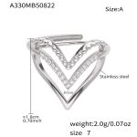 color: A330-A Steel Color Heart Zircon Ring