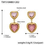 color: TXF510-Mixed Pink Faceted Stone Gold Earrings