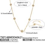 color: TXP148-White Zircon Gold Necklace 41+5cm