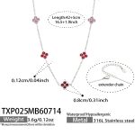 color: TXP025-Red Color Zircon Steel Color Necklace -42+5cm