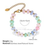 color: SL230PGG Pink Green Natural Stone Bracelet