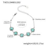 color: TXE513-Light Green Glass Stone Steel Color Bracelet 16.5+5cm