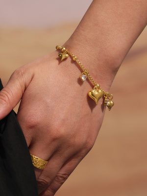 Round Beads Love 5A Super Flash Zircon Pendant Bracelet Stainless Steel Electroplated 18K Real Gold Color Retention