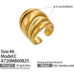 color: A720-C Style Polished Gold Open Ring / size: US 6