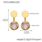 color: TXF513-Pink Color Faceted Stone Gold Earrings