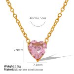 color: XL90 Pink Zircon Gold Necklace