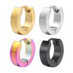 Unisex Stainless Steel Flat Ear Clip Simple Men's Earrings Punk Black Earrings