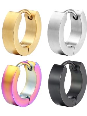 Unisex Stainless Steel Flat Ear Clip Simple Men's Earrings Punk Black Earrings