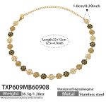 color: TXP609-Black Zircon Gold Necklace -32+12cm