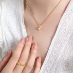 color: P1558-Gold White Zircon Necklace -40+5cm
