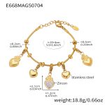 color: E668-Gold DIY Heart Bracelet 15+4cm