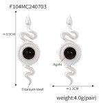 color: F104-Steel Color Black Earrings