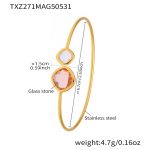 color: TXZ271-Gold Imported Czech Pink Glass Bangle