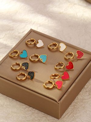 Earrings Personalized Love Heart Shaped Stainless Steel Ear Clip Simple All-Matching Graceful Nail Earrings Ear