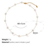 color: XL287 White Bead Gold Necklace