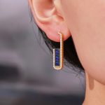 High Quality Emerald Zircon U-Shaped Earrings Stainless Steel Temperament Entry Lux Ear Studs Color Retention Ear Rings