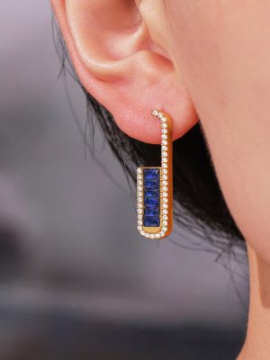 High Quality Emerald Zircon U-Shaped Earrings Stainless Steel Temperament Entry Lux Ear Studs Color Retention Ear Rings