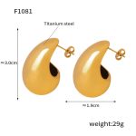 color: F1081-Mirror Polished Gold Earrings