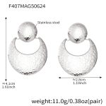 color: F407-Steel Color Crescent Shape Hammered Earrings