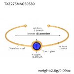 color: TXZ275-Gold Imported Czech Blue Glass Stone Bangle