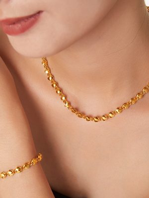 18K Gold-Plated Hollow Heart Bracelet/Necklace Braiding Copper Material Does Not Fade Simple Set