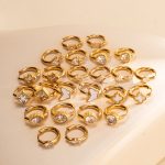 Inlaid Zircon Stainless Steel Earrings Women's 18K Ear Ring All-Match Earrings