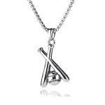 Sports Baseball Geometric Cross Necklace Stainless Steel Retro Pendant Ornaments Hip Hop Shake