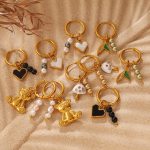 Light Luxury Sweet Cool Pearl Heart-Style Pendant Earrings Plated 18K Kim Tong Mixed Earrings for Women