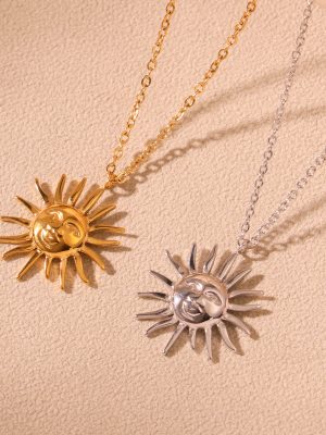 Stainless Steel Sun Goddess Head Portrait Clavicle Chain Popular Necklace Ornament Color Retaining Necklace Jewelry