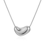 color: Cast Heart Shape Pendant Necklace Steel Color