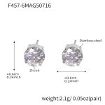 color: F457-Steel Color Zircon Stud Earrings -6mm