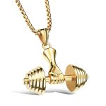 color: Dumbbell Gold + Plated Chain