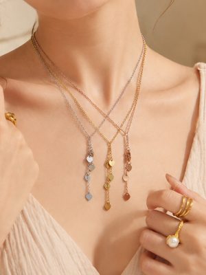 Light Luxury Heart-Shaped Y-Shaped Stainless Steel Clavicle Chain Stackable Ornament Women's Necklace Combination