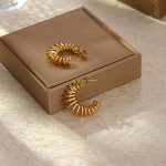 Stainless Steel Spring Earrings Exaggerated Women's Circle Simple Vintage Ear Jewelry