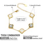 color: TXE612-Black Cracked Ice Stone Flower Gold Bracelet -17+5cm
