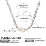 color: P983-Steel Color Pearl Necklace -40+5cm