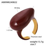 color: A889-Gold Wine Red Enamel Ring / size: US 7