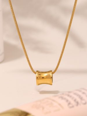 Simple and Light Luxury Small Waist Necklace C- Shaped Earrings Women's Non-Fading Clavicle Chain Jewelry Commuting