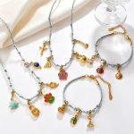 Summer Fresh Ladybug Cat's Paw DIY Various Pendants Blue Rope Bracelet/Necklace Braiding All-Match Suit