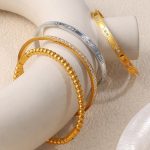 All-Match Light Luxury Advanced Bracelet Stainless Steel 18K Gold Plating Inlaid Zircon C- Shaped Ornament Women