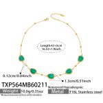 color: TXP564-Gold Lake Green Cat's Eye Stone Necklace