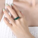 color: A497-Green Enamel Steel Color Ring / size: US 6