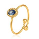 color: Oval Zircon Ring Sapphire Blue / size: Open Adjustable