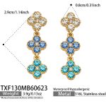 color: TXF130-Blue Color Zircon Gold Earrings